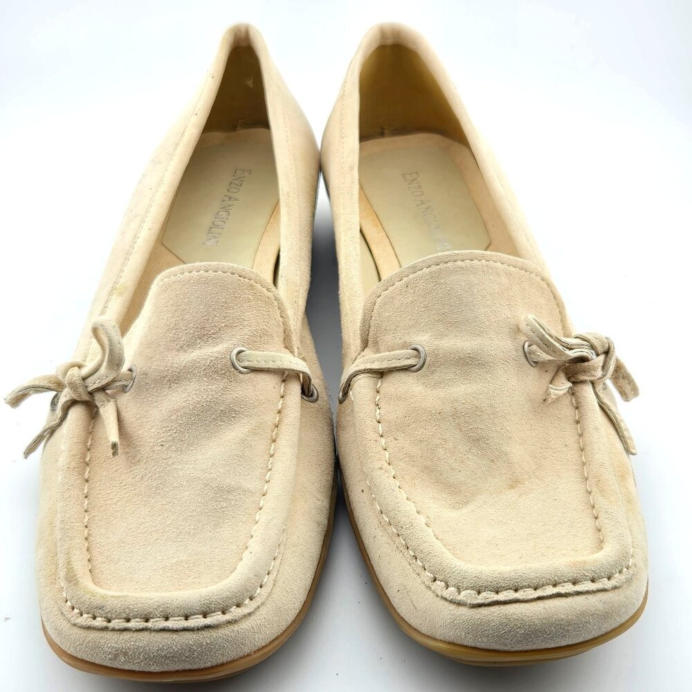 Enzo Angiolini Beige Suede Loafers Women’s 6.5 Moccasin Driving Flats
